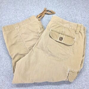Eddie Bauer Cargo Capri Pants Women's Size 12 Khaki‎ Cropped Drawstring Summer